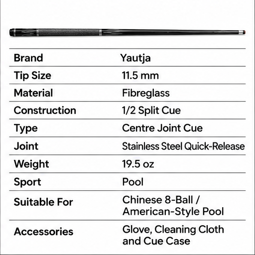1/2 Split Pool Cue – 11.5mm