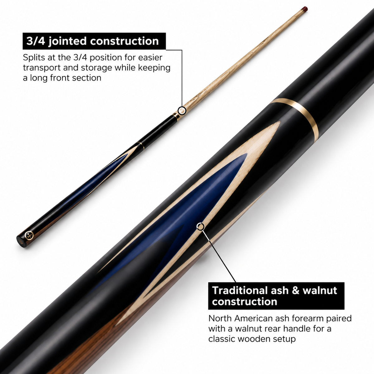 Classic 3/4 Pool Cue – 10mm