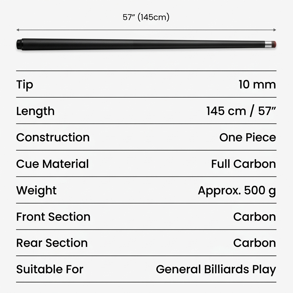 One Piece Pool Cue – 9.3mm