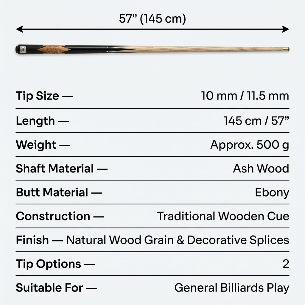 Classic 1/2 Pool Cue – 10/11.5mm