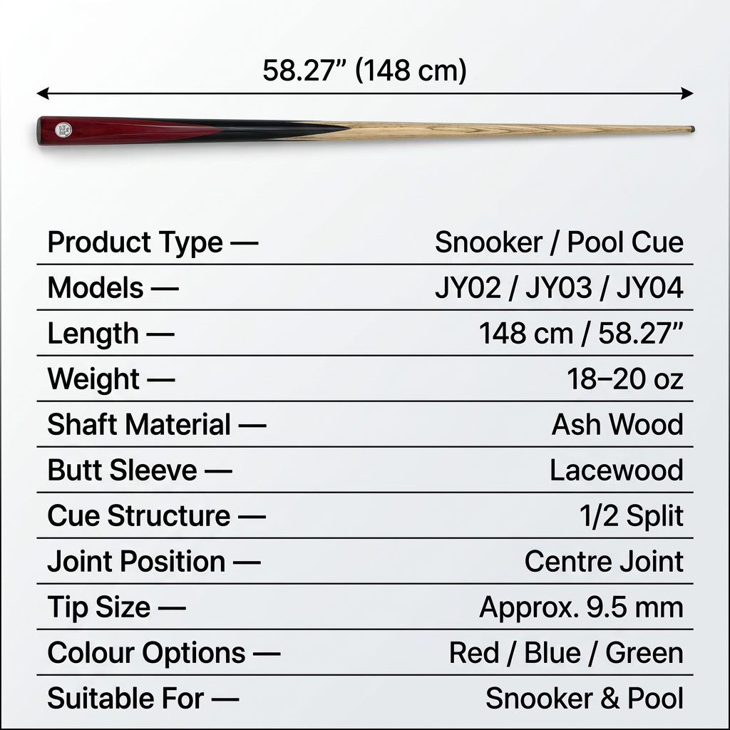 Ash 1/2 Snooker Cue – 9.5mm