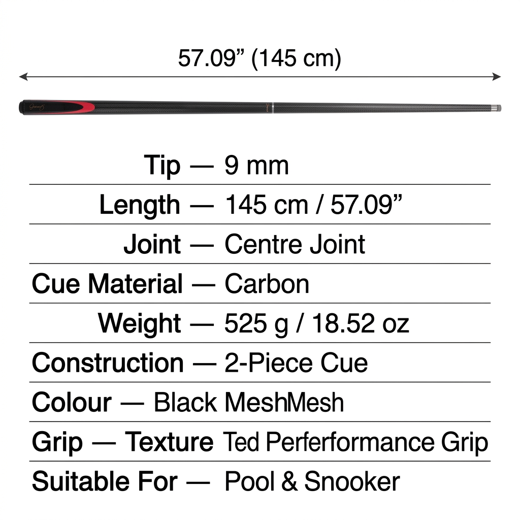 Carbon 1/2 Cue – 9mm