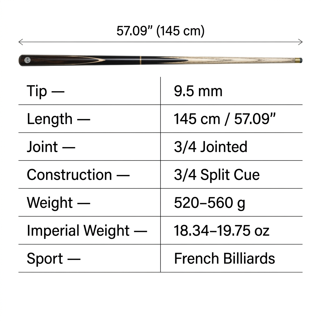 3/4 Billiards Cue – 9.5mm