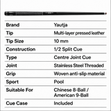 1/2 Split Pool Cue – 10mm