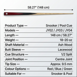 Ash 1/2 Snooker Cue – 9.5mm