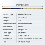 Classic 3/4 Pool Cue – 10mm