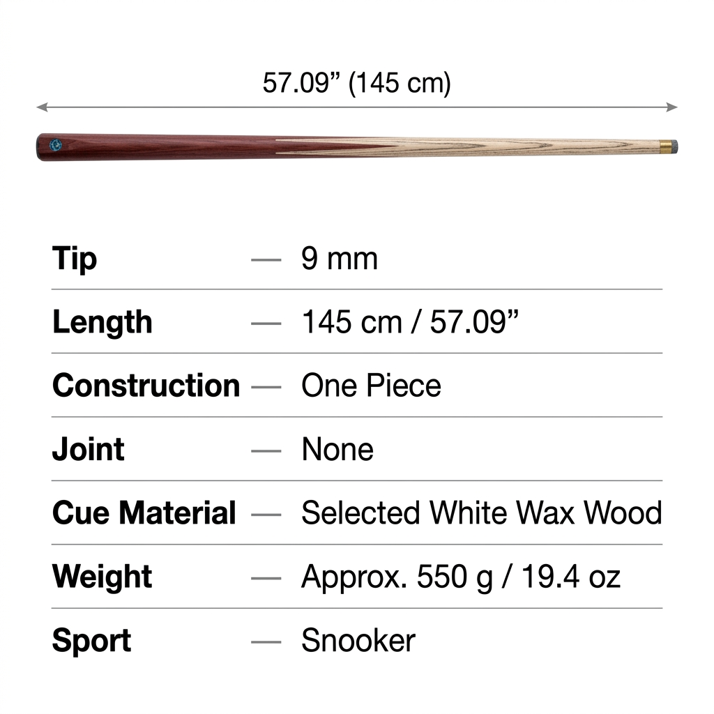 One Piece Snooker Cue – 9mm