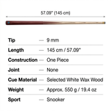 One Piece Snooker Cue – 9mm